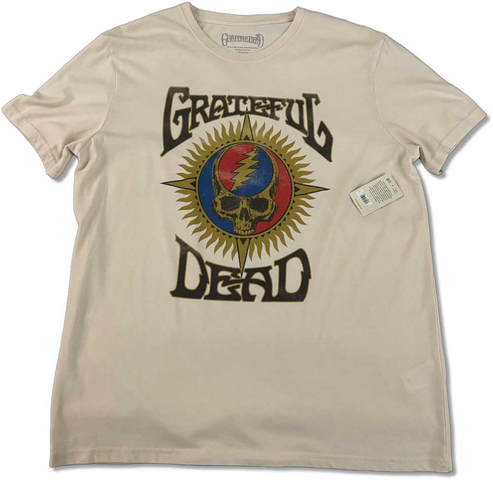 Lucky Brand Grateful Dead T-Shirt Men's Size L Beige Skull Graphic MSRP $49